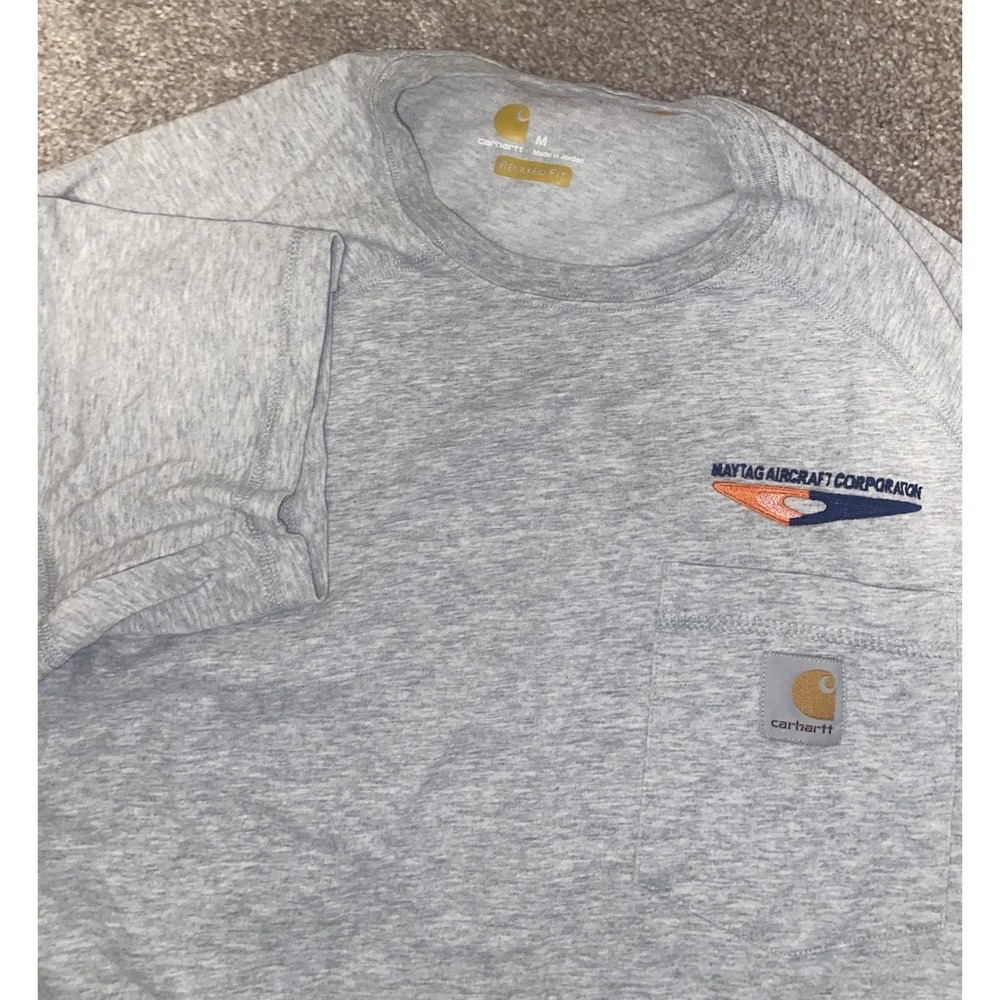 Carhartt‎ Maytag Aircraft Corporation Shirt Mens Medium Gray Work Wear Outdoor